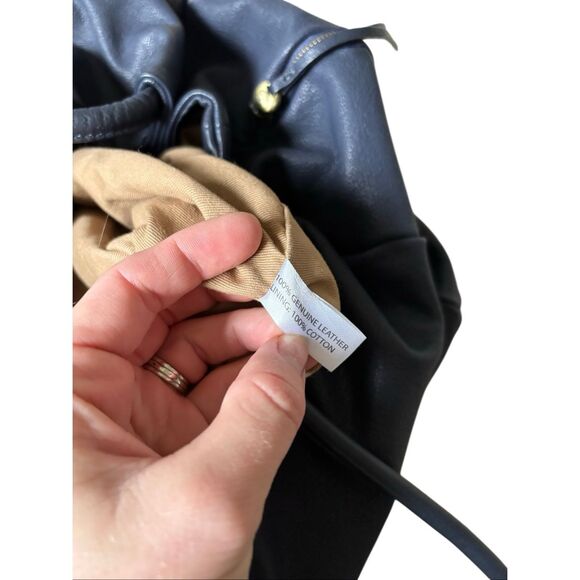 HOBO Prima Soft Leather Tote Shoulder Bag Purse Navy Blue - Picture 14 of 16